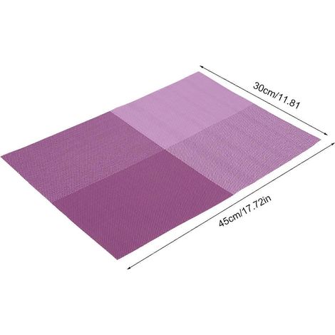Lot de 4 nappes multifonctionnelles lavables et résistantes, à carreaux, en PVC isolant thermique, pour la table et la cuisine (rouge, violet, vert, café) [Pur (1/4)