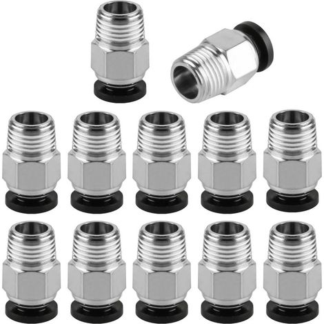 12 Pcs Pc4-M10 Raccord Pneumatique Pc4 M10 Connecteur Pneumatique pour Tube Ptfe, Pc4-M10 Pneumatique Connecteur, Raccord Rapide Droits Filetage M10 pour Extrudeur Imprimante 3D (1/5)