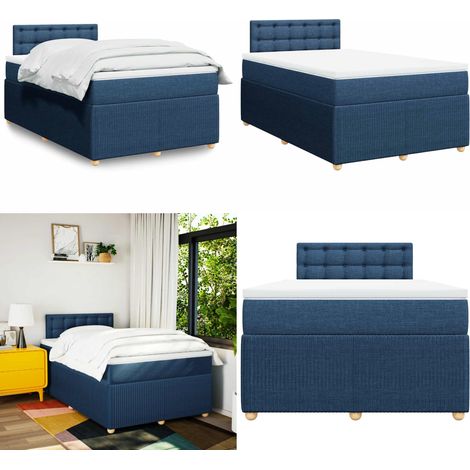 vidaXL Sommier à lattes de lit avec matelas Bleu 120x200 cm Tissu