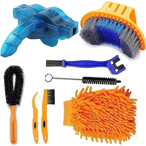 (8 pièces) Kit de nettoyage de précision pour vélos, comprenant une brosse de nettoyage pour chaîne de vélo, adapté aux VTT, vélos de route, vélos de ville, vélos hybrides, vélos tout terrain et (1/5)