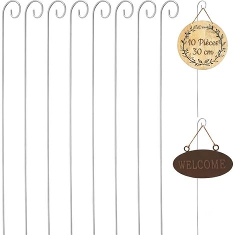 10 Pcs Crochets de Berger en Métal 30cm - Tiges de Suspension Légères Ø 3,0mm - Support pour Étiquettes de Jardin et Petits Tuteurs de Plantes - Piquets Décoratifs Résistants aux Intempéries (1/5)
