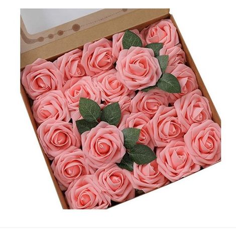 Rosas artificiales, para el Día de San Valentín, el Día de la Madre, bodas, baby showers, aproximadamente 20 cm de largo, 8 cm de diámetro (1/5)
