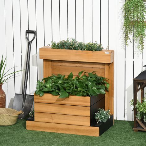 Potager surélevé Outsunny avec 4 bacs de plantation. système d'arrosage automatique. doublure en polaire. résistant aux intempéries. 79.5 cm x 49.5 cm x 80 cm