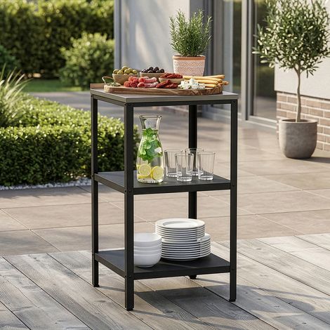Outdoor Standregal Bolognano 92x50x50 cm Schwarz/Silber [casa.pro]