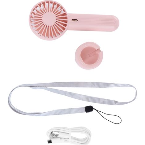 Wiederaufladbarer 3-in-1-USB-Tischventilator in Pink – Tragbarer Nackenventilator für Zuhause und draußen (1/5)