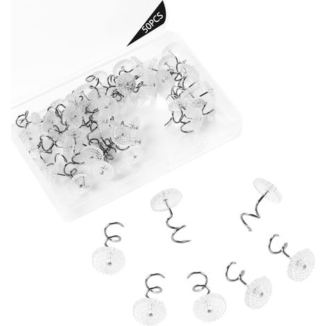 50 punaises de tapissier à tête transparente, épingles torsadées, punaises en plastique pour housses, réparations de garnitures de toit, rideaux et travaux manuels. (1/5)