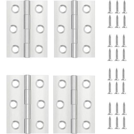 4 Pieces Door Hinge, Stainless Steel Hinge, Invisible Hinge, Flat Hinge, Cupboard Door/Small Doors/Drawers/Windows/Pianos/Jewelry Box Cabinets Home Furniture Hardware