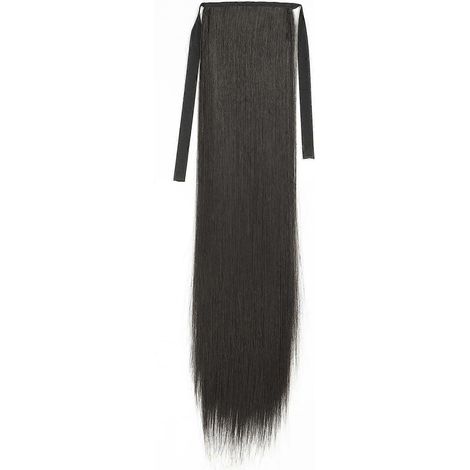 Extension queue de cheval à clip ultra longue, lisse et soyeuse, cheveux synthétiques, 56 cm (22 pouces).