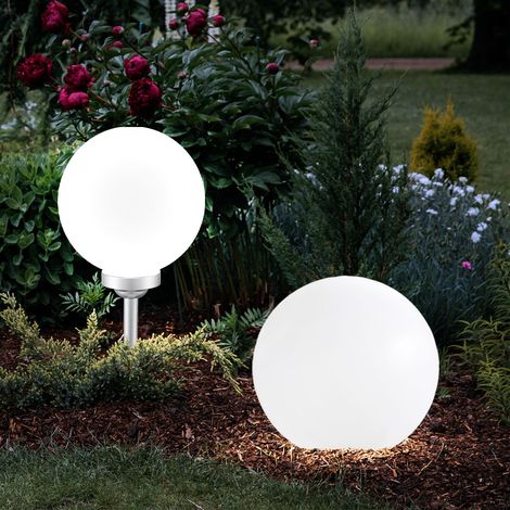 2x Solarleuchte Außen LED Stecklampe Kugelleuchten 2er Set Gartenleuchten Gartenkugel Solar Steckleuchte, 25x65cm, Garten Balkon Außenbereich