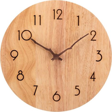 Horloge Murale Bois, 30 cm Horloge Murale Design Moderne, Geante Horloge Murale Silencieuse, Vintage Pendule Murale Decoration (1/5)