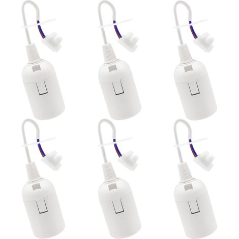 LaBlanc - 6 pezzi Portalampada E27 Portalampada E27 Presa per ristrutturazione Presa per edificio bianca con cavo Presa per cantiere 4A 250V Base luminosa Presa a sospensione (max.60W)