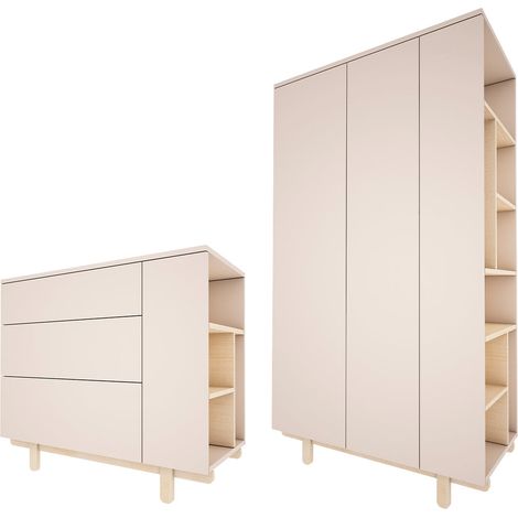 Armadio 2 ante 3 cassetti Romy bianco 92cm (1/5)
