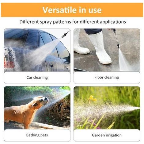 Nettoyeur haute pression turbo, buse haute pression, nettoyeur haute pression, pistolet à eau haute pression avec 3 connecteurs en plastique pour lavage de voiture avec tuyau d'arrosage