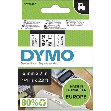 Dymo LabelManager Etikettierband schwarz auf weiß 6 mm