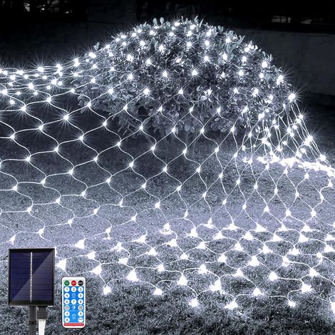 Filet Lumineux Solaire Extérieur, 2 m x 3 m 192 LEDs Guirlande Lumineuse de Filet avec Télécommande, 8 Modes, Etanche Guirlande Lumineuses pour Noël, Fête, Anniversaire, Mariage (1/5)