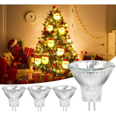 Lot de 4 ampoules halogènes MR11 GU4 12V 10W dimmable, blanc chaud 2800K, 150LM, spot halogène GU4 bi-pin 35x35mm, remplacement pour arbre de Noël en fibre optique et éclairage encastré