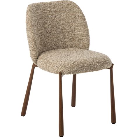 Chaise écrue en tissu texturé - écru et bois (1/5)