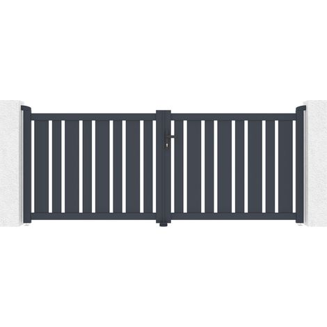 Casanoov – Portail aluminium battant 300cm – Hauteur 120cm – Ajouré pour meilleure circulation d'air – Gris anthracite RAL 7016
