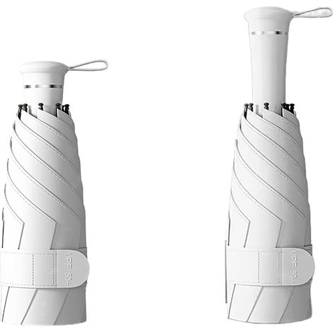 Parapluie pliant compact avec poignée télescopique cachée, revêtement téflon, protection UV UPF 50+, léger, 6 baleines, pour homme/f