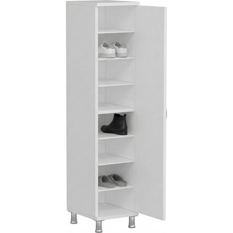 Armadio Multiuso 1 Anta Noepoli, 8 Ripiani, Un'anta, 8 Vani, 29x130h cm Bianco