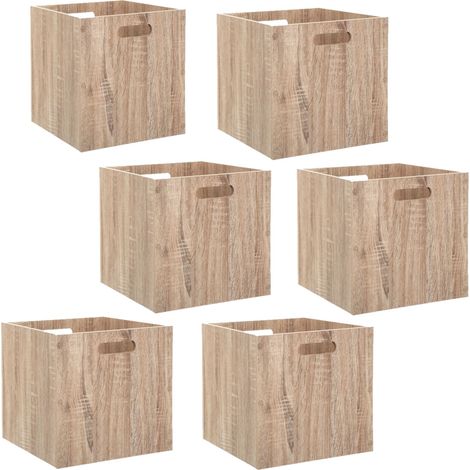 Five – Lot de 6 boîtes de rangement en MDF effet bois – Dimensions 30,5 x 30,5 x 30,5 cm – Poids 2,4 kg – Couleur beige chêne naturel