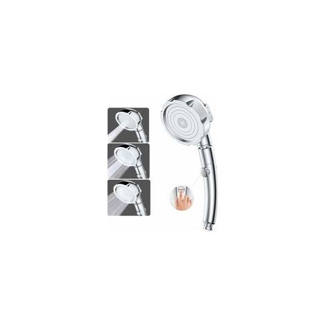 Pommeau de douche haute pression 3 modes, ABS/inox, bouton STOP, économie d’eau –