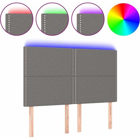 Maison Exclusive - Cabecero con luces LED tela gris oscuro 144x5x (1/5)