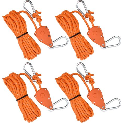 Corde réfléchissante pour tente, corde de tension réglable de 4 mm x 4 m, adaptée aux auvents de camping et à la suspension de tentes.