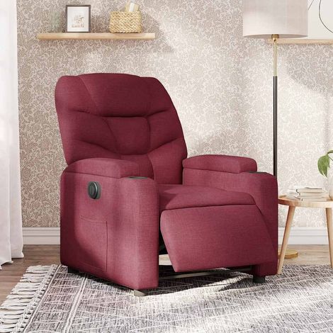 Sillón reclinable eléctrico tela rojo tinto vidaXL