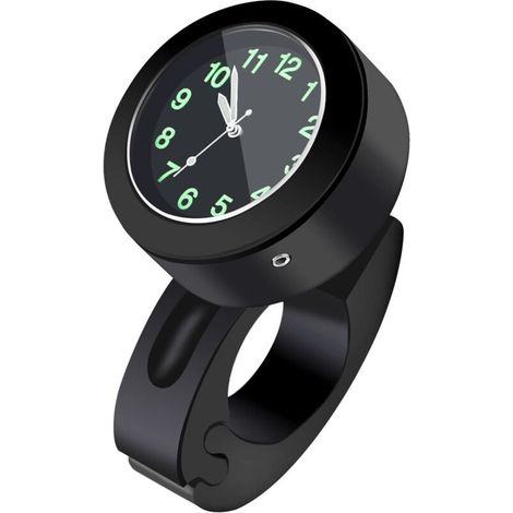 Waterproof Handlebar Mount Clock 7/8in-1in Universal Bike/Motorcycle Glow Watch Black (1/4)