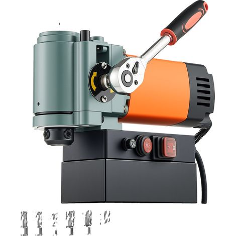 Taladro magnético VEVOR, 1300 W, perfil bajo, portátil, dispositivo de refrigeración, protección contra sobrecarga, prensa magnética, juego (1/2)