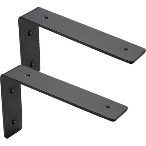 Lot de 2 équerres étagère murale 15 cm – Supports lourds en acier 6 mm – Installation facile – Design moderne pour rangement décoratif