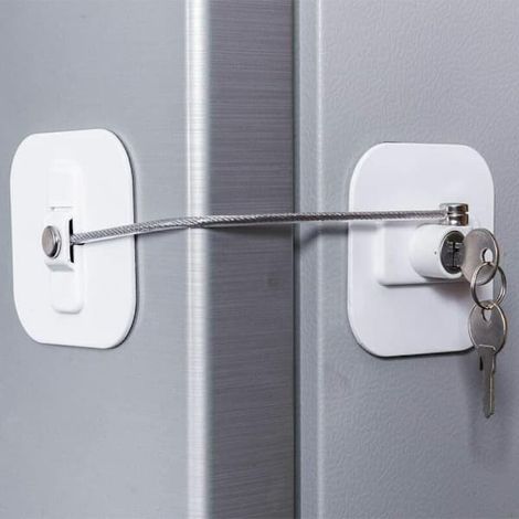 Verrouillage à clé pour réfrigérateur et congélateur, verrou de sécurité enfant pour placard, verrou blanc pour appareils électroménagers (1/5)