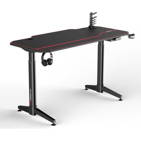 Bureau de gaming noir/rouge - Réglable électriquement - 140x66 cm