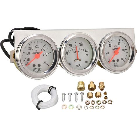 Universelles 52-mm-Dreifach-Instrumentenset, 3 in 1, Öldruck, Wassertemperatur, für die meisten 12-V-Fahrzeuge (1/5)