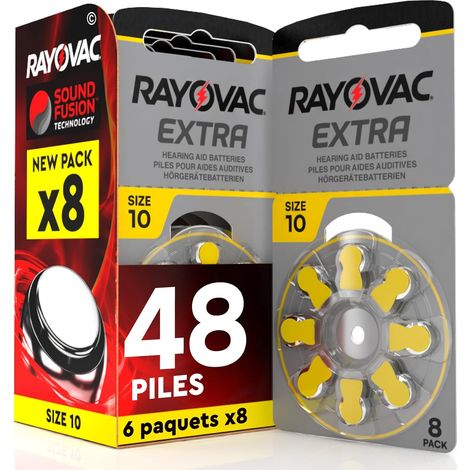 48 Piles Auditives Rayovac Extra 10. 6x8 Piles pour Appareil Auditif (1/5)