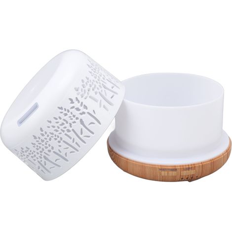Humidificateur de bureau 300 ml, design imitation bois, silencieux, avec éclairage LED multicolore, prise européenne 100-240 V (1/5)