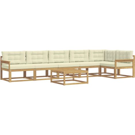 Set di divani da esterno 7 pz Bianco e Crema Poliestere vidaXL (1/5)