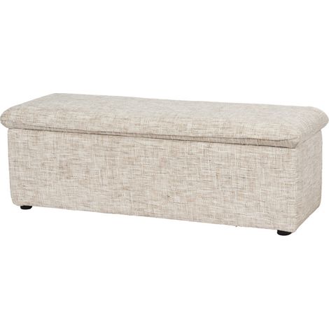 Amadeus - Coffre bout de lit Doug sable L 123 cm en tissu (1/3)