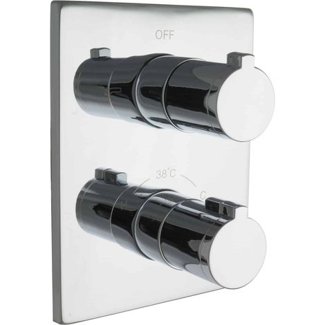 PaulGurkes Robinet de douche encastré avec thermostat pour baignoire, design carré