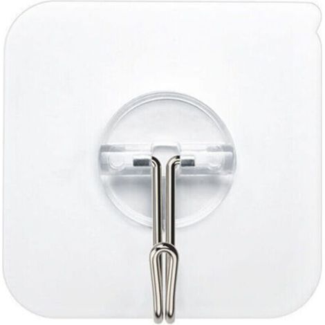transparente, selbstklebende Haken, max. 5 kg Tragkraft, zum Aufhängen in Bad, Küche, an Decke, Wand, Tür, Bademänteln und Handtuchhaltern. (1/5)