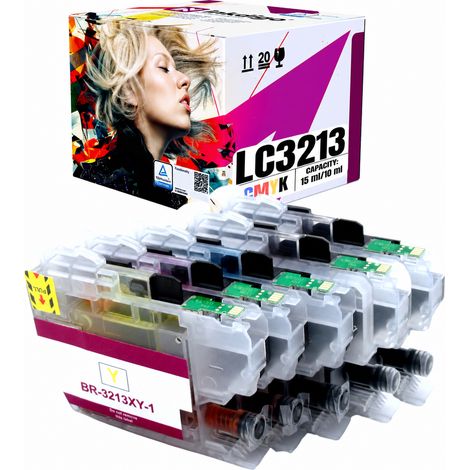 Inchiostro Inkdigo LC3213 compatibile con le stampanti Brother DCP-J572DW, MFC-J491DW e DCP-J772DW, certificato TÜV. (1/5)