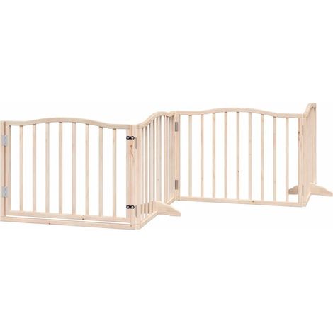 Barrière pour chiens avec porte 4 panneaux bois de peuplier (1/5)
