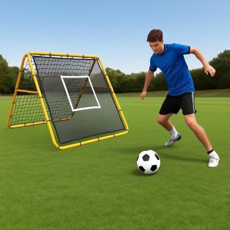 Filet de rebond double face 120 × 120 cm,Rebounder multi-sport avec angles réglables,Pliable, pour football, baseball & softball (1/5)