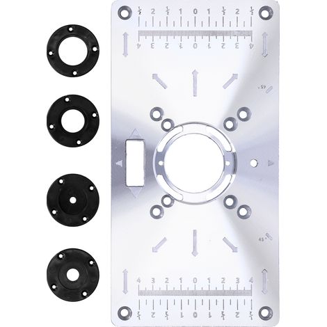 Ortviai Table d’insertion pour fraiseuse bois – Plaque de montage inversée 23,5 x 12 x 0,8 cm en aluminium noir (1/4)