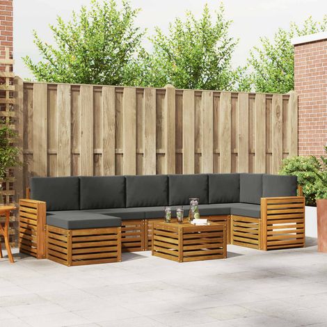 Ecksofa Set 8 pcs Natur und Anthrazit Massivholz Akazie (1/5)