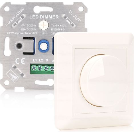 Interruptor variador LED ABVC 220-240 V para ampollas LED/halógenas 5-200 W con placa de recuperación blanca Ilustración (1/5)