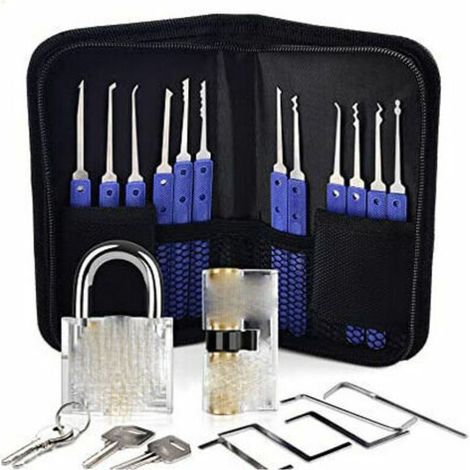 Kit de crochetage, outils de formation pour kit de crochetage, poignée en silicone confortable, pour serruriers débutants et professionnels - Bleu