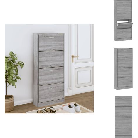 Armoire à chaussures Sonoma gris 63x24x147 cm Bois d'ingénierie - Meuble Rangement Chaussures - Armoire Chaussure - Rangements Intérieur - Rangement Entrée - Placard Chaussures (1/5)