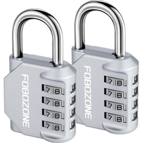 Set of 2 Combination Padlocks, Waterproof 4-Digit Combination, Zinc Alloy, For Lockers and Gates (1/5)